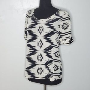 Peach Love Cream Aztec print draped blouse